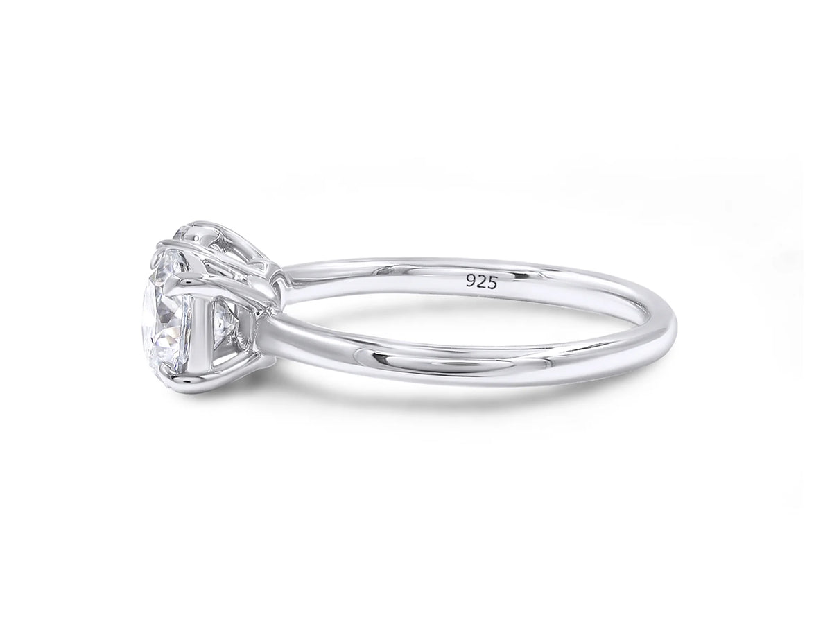14K White Gold Over Sterling Silver Moissanite 2-Stone Engagement Ring J824