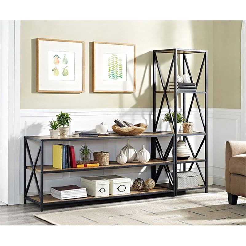 2 Shelf Wide Bookcase in Barnwood H501