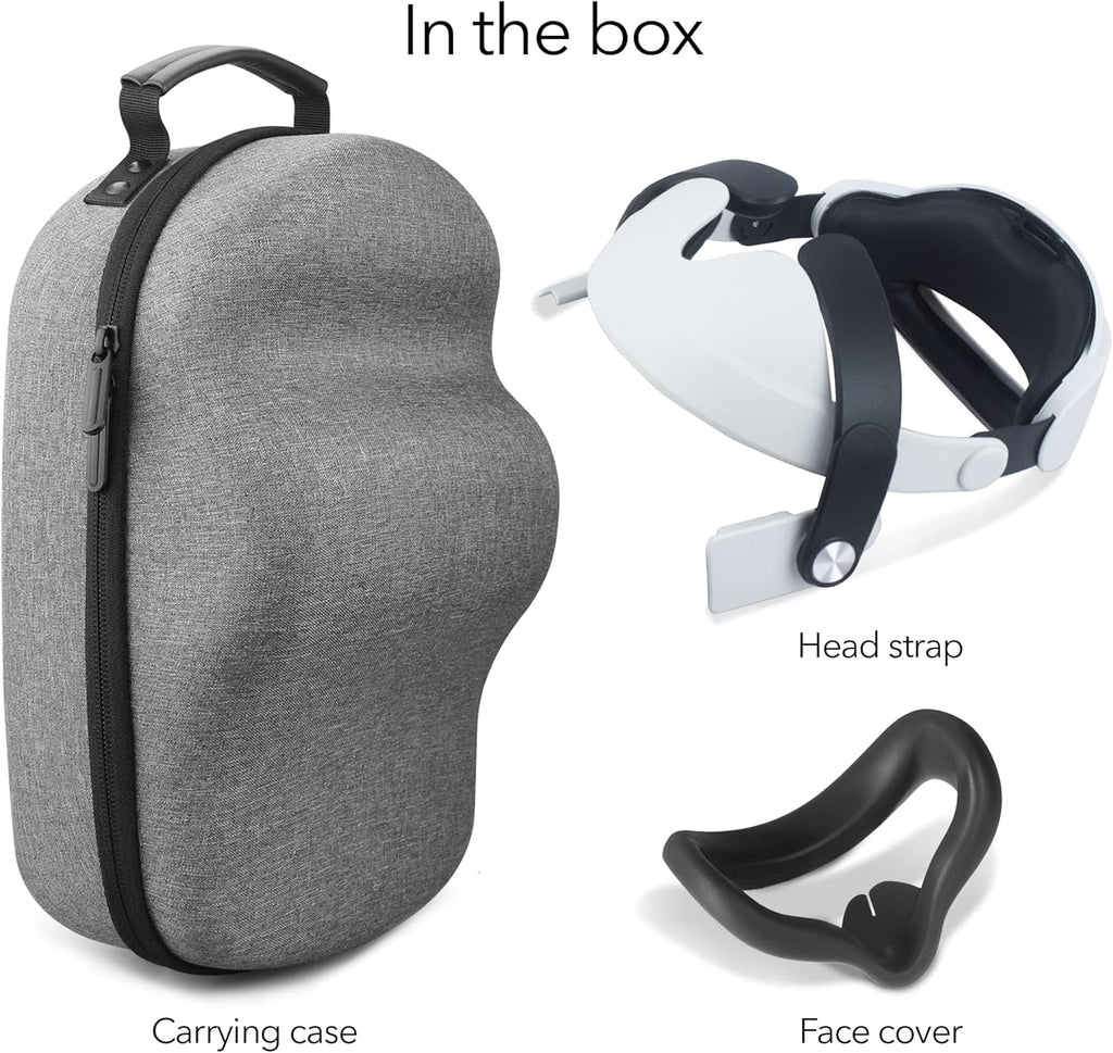 VR Headset Carrying Case, Head Strap, and Face Cover Bundle Pack of 2 Z30204