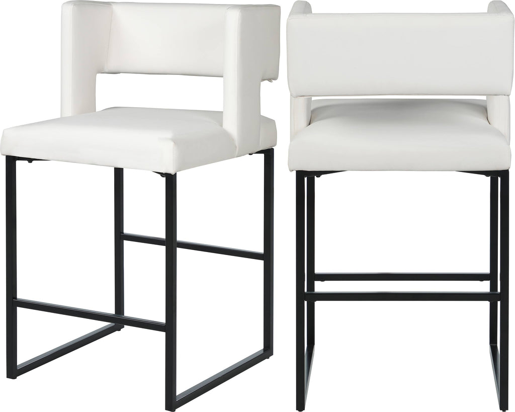 White Faux Leather Counter Stool Set of 2 D74297