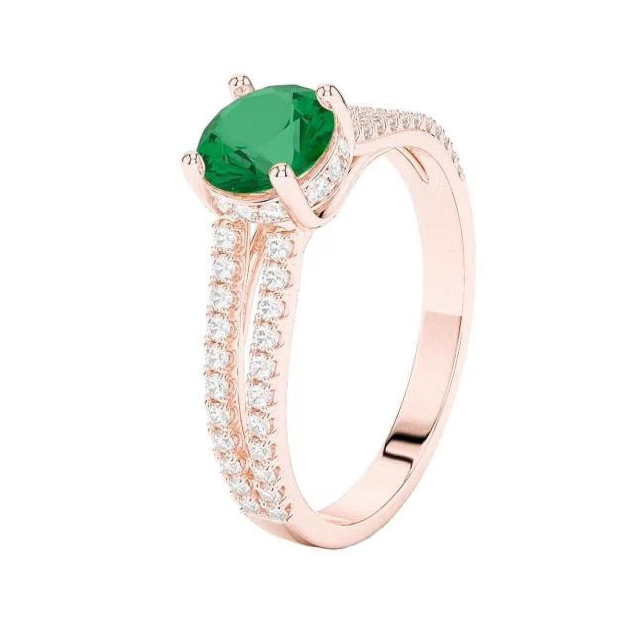 4.25 CT Round Brilliant Cut Emerald & Diamond Engagement Ring W676364
