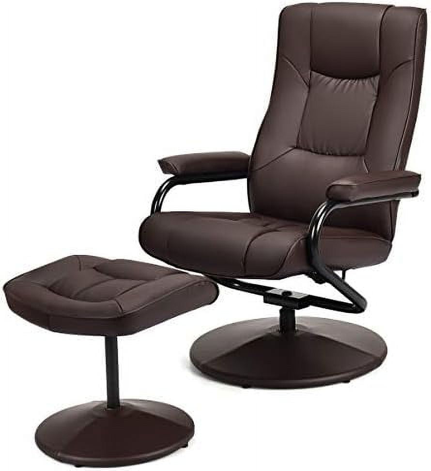 Gray PU Leather Recliner Chair with Ottoman S525