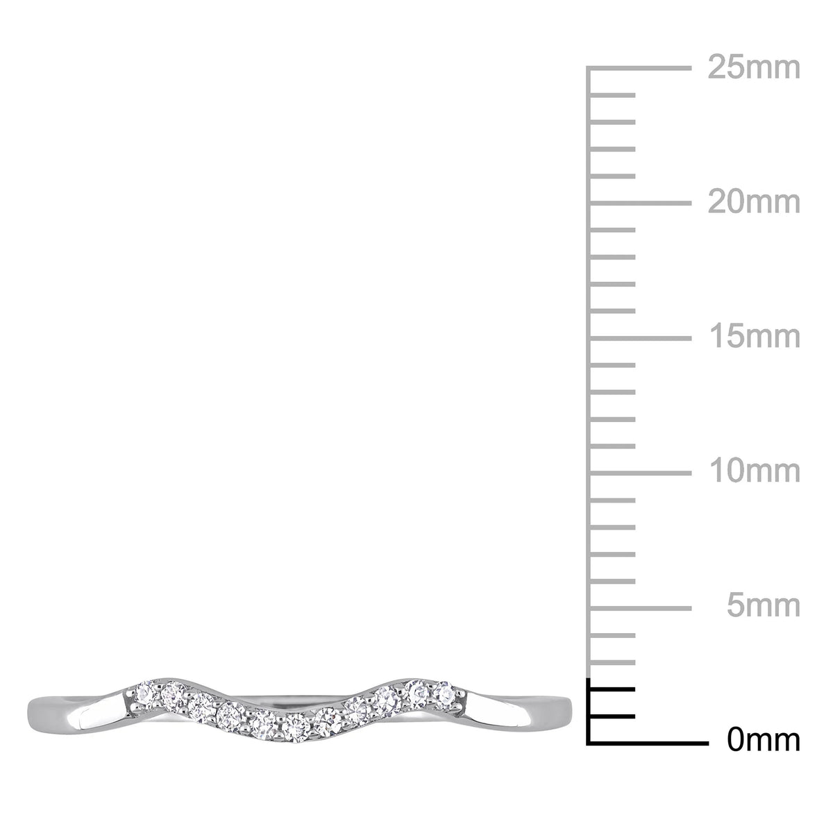 10kt White Gold Wavy Wedding Band with Shared Prong Setting I204