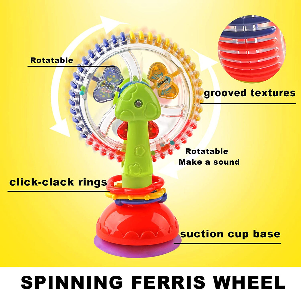 Baby Rattle Toys with Suction Cup Grab Shaker and Spin F97935