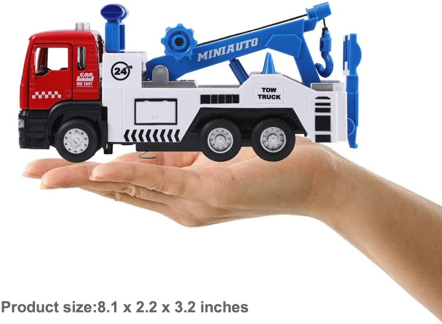 Toy Tow Truck Pull Back Toy Cars with Lights and Sound X6018