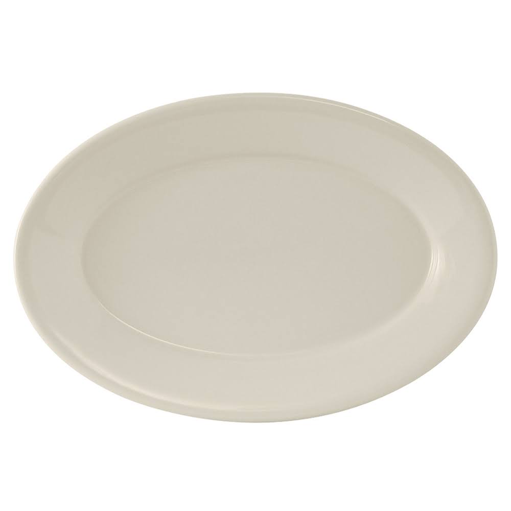 American White Eggshell Wide Rim Rolled Edge Oval China Platter M70449