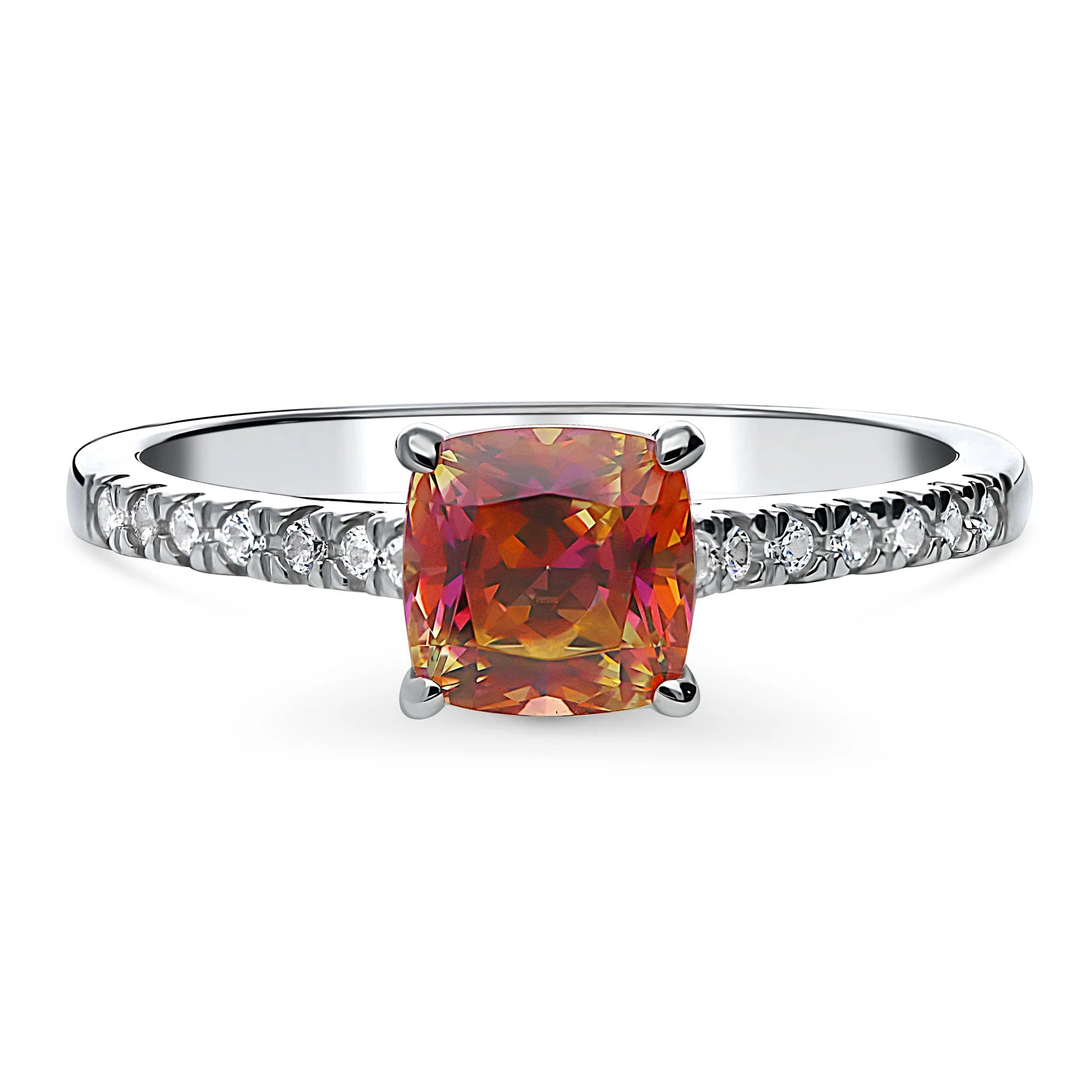 Sterling Silver Rhodium Plated Cushion Cut Cubic Zirconia Promise Ring Z57686