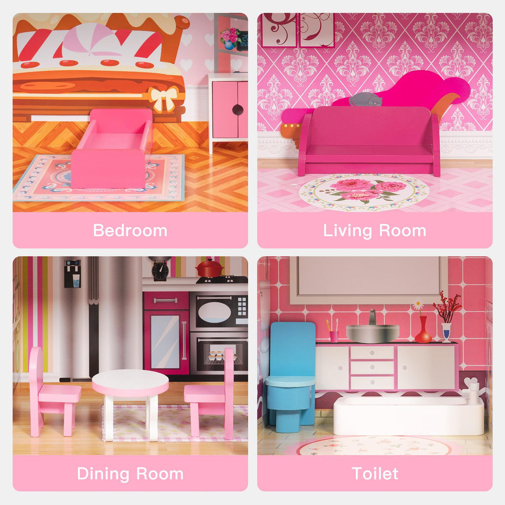 Dollhouse Kit with Accessories and Furniture, 31.1'' x 11.4'' x 42.5'' Q310730