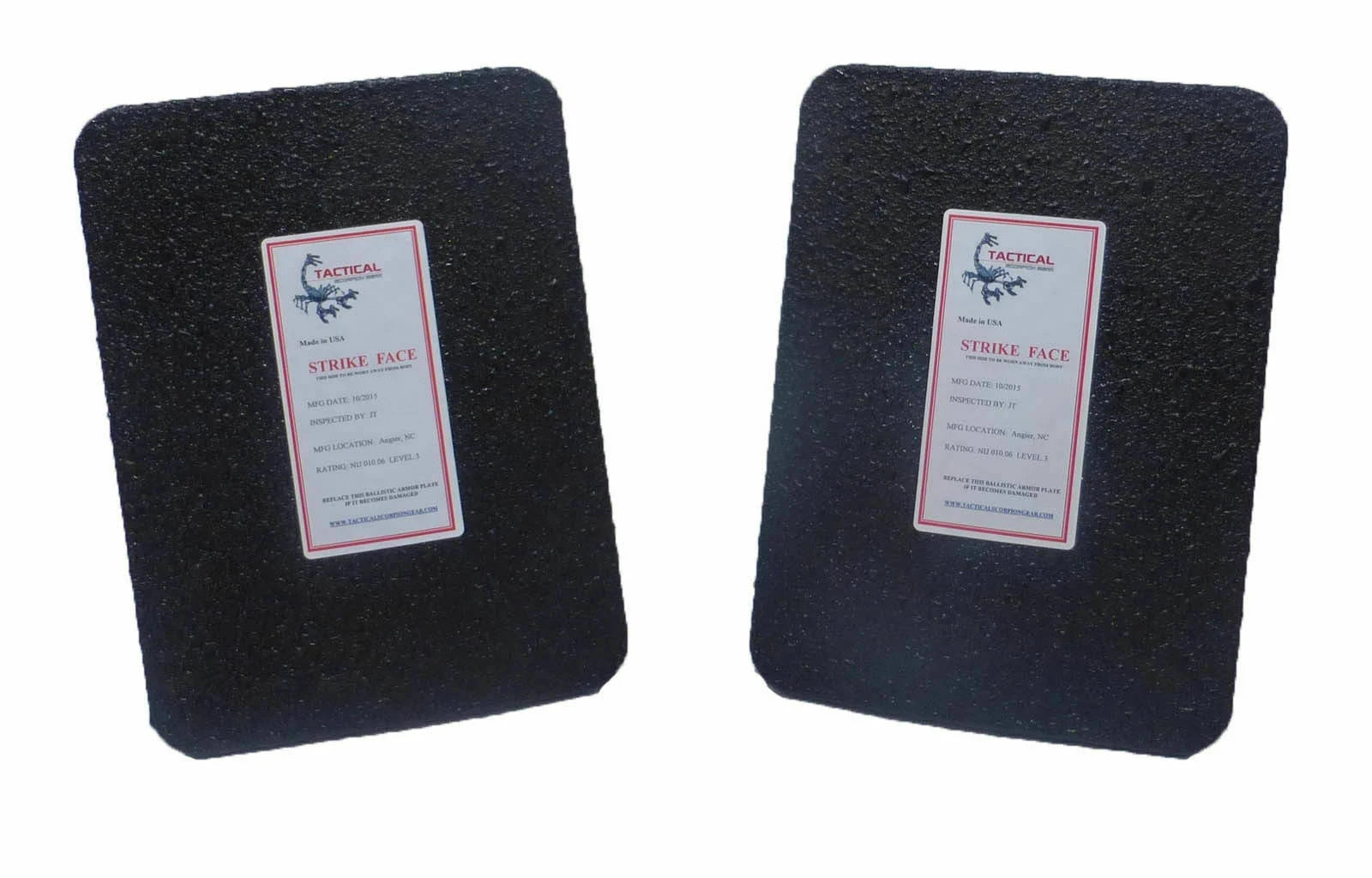 Level III AR500 Steel Body Armor Pair 6x8 Curved Plate Coated A814