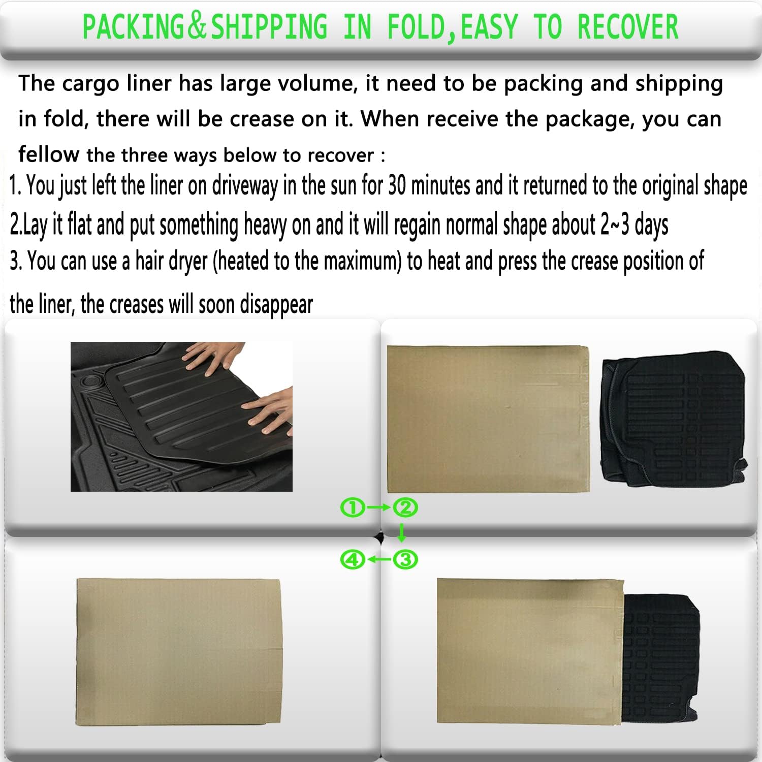 Black TPO Rear Cargo Liners Trunk Tray Mats for Tesla Model Y, Pack of 2 G7263