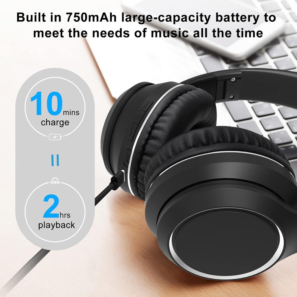 Black Bluetooth Over Ear Headphones with Mic B904