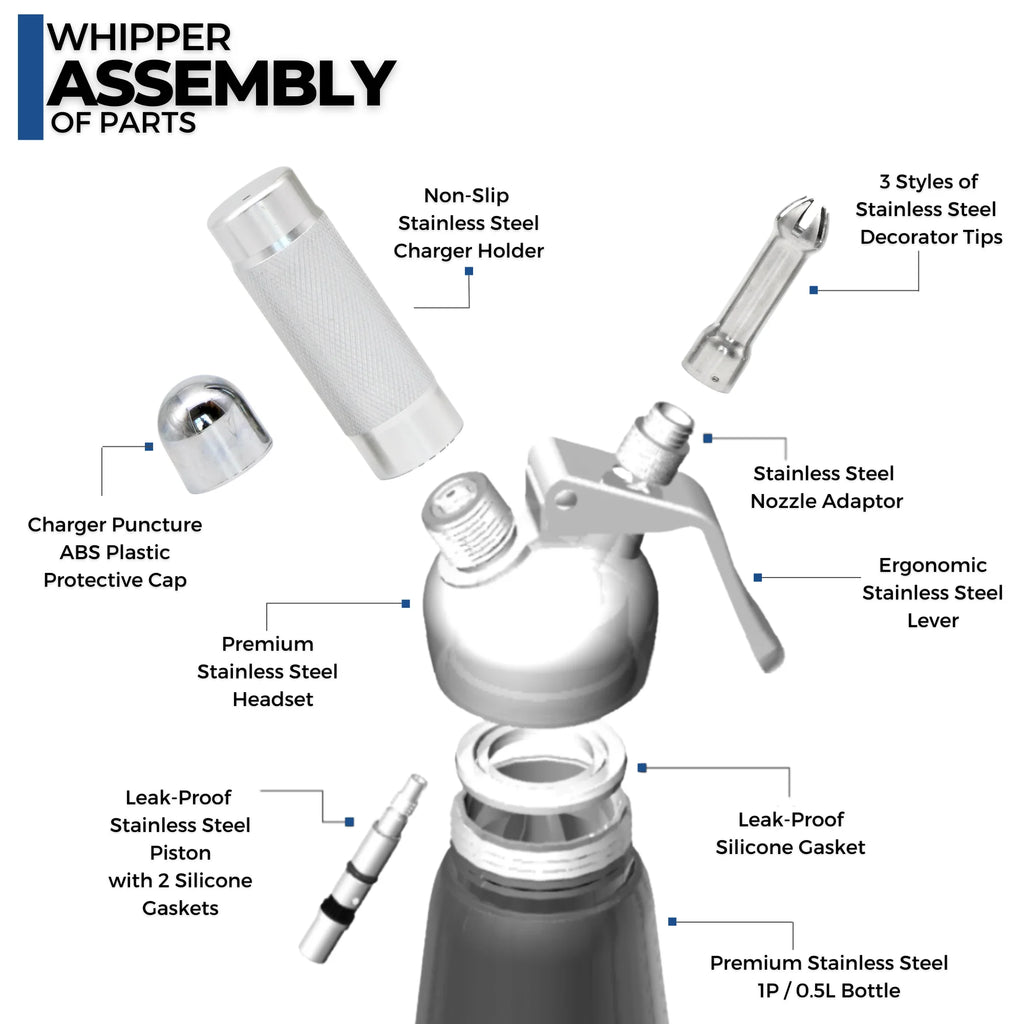 Stainless Steel Whipped Cream Dispenser, 1 Pint H5849