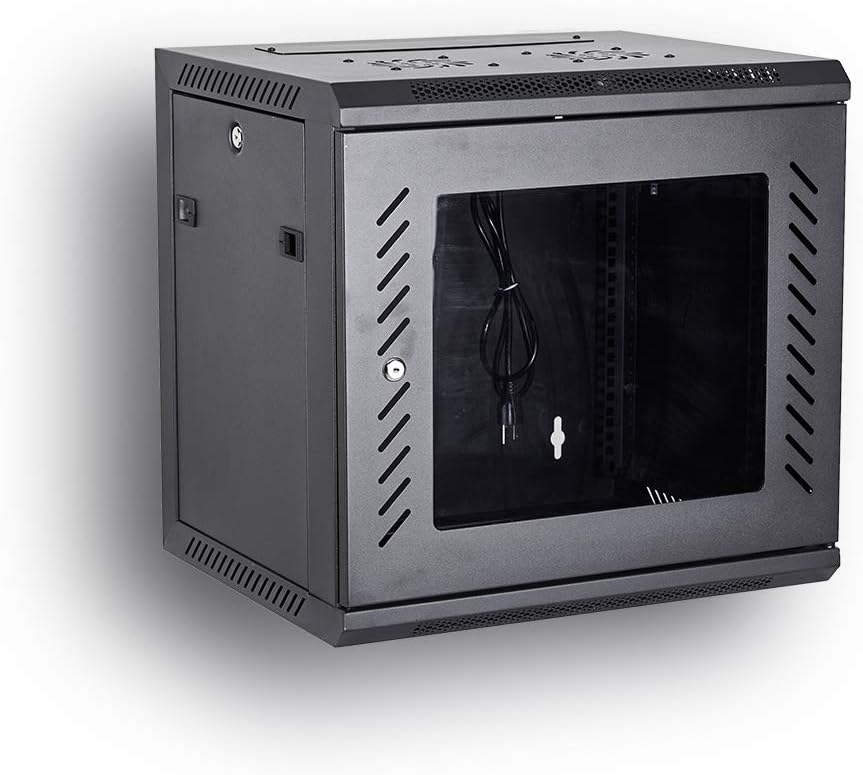 BLACK 06U 19-Inch Server Network Rack with Locking Glass Door H9427