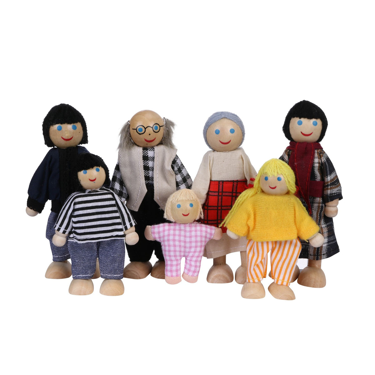 Wooden Dolls Family Playset Set of 7 D911368