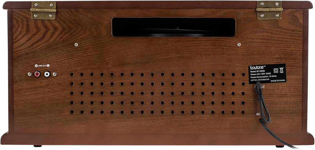 8-in-1 Natural Wood Turntable Stereo System with Bluetooth V7962