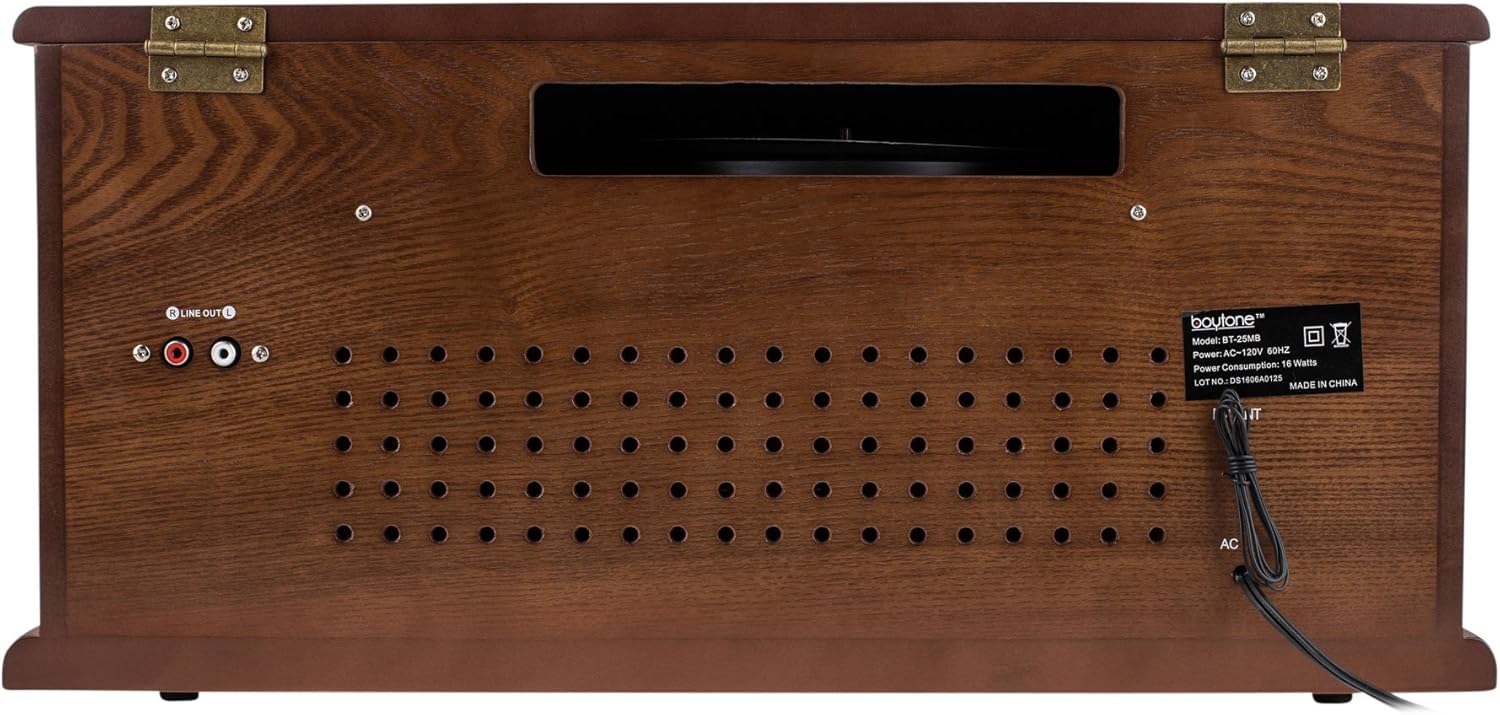 8-in-1 Natural Wood Turntable Stereo System with Bluetooth V7962