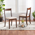 Cream Fabric and Dark Brown Finished Wood 2-Piece Dining Chair Set X87145