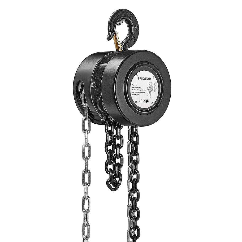 10 Feet Manual Hand Lift Steel Chain Block Hoist with 2 Hooks 2 Ton Capacity O5392