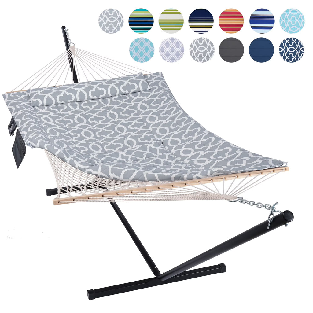 Double Cotton Rope Hammock with Stand X304967