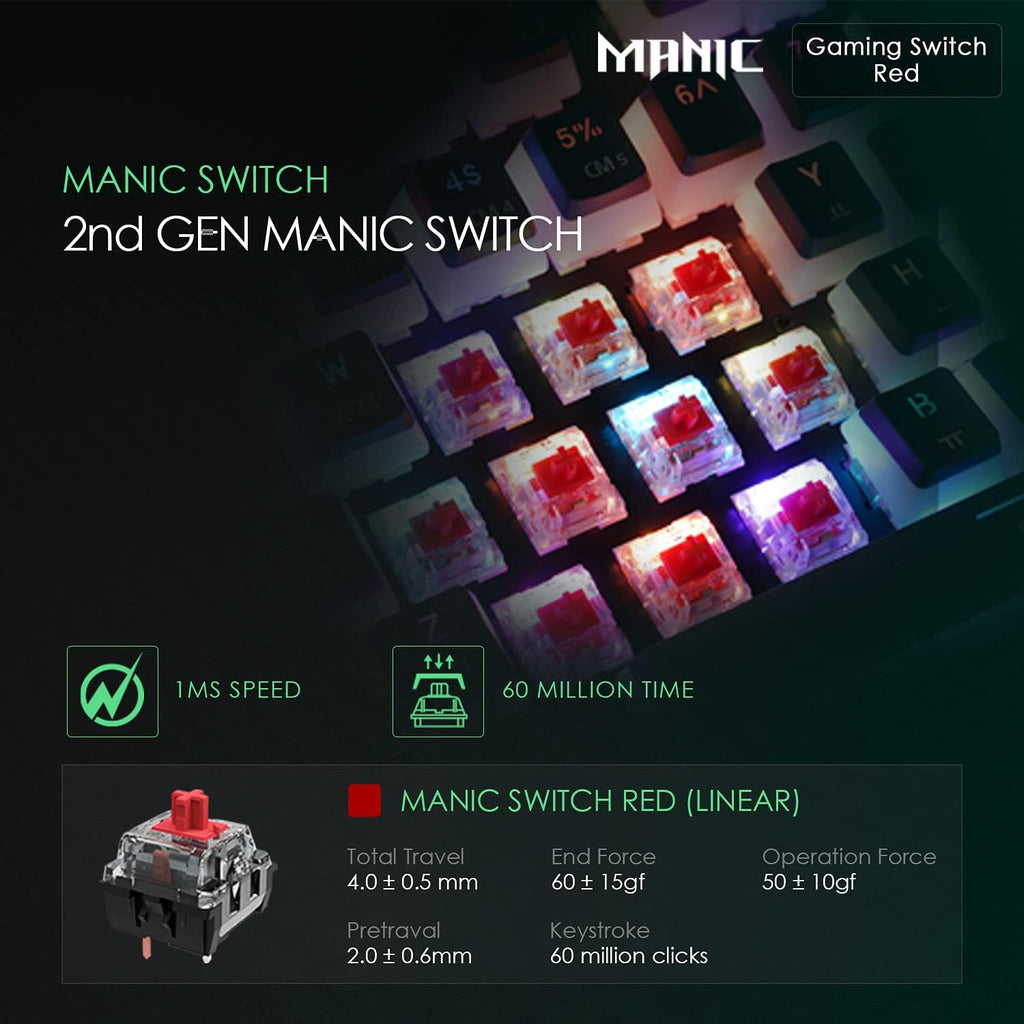 Black USB Wired RGB Mechanical Gaming Keyboard Z42419