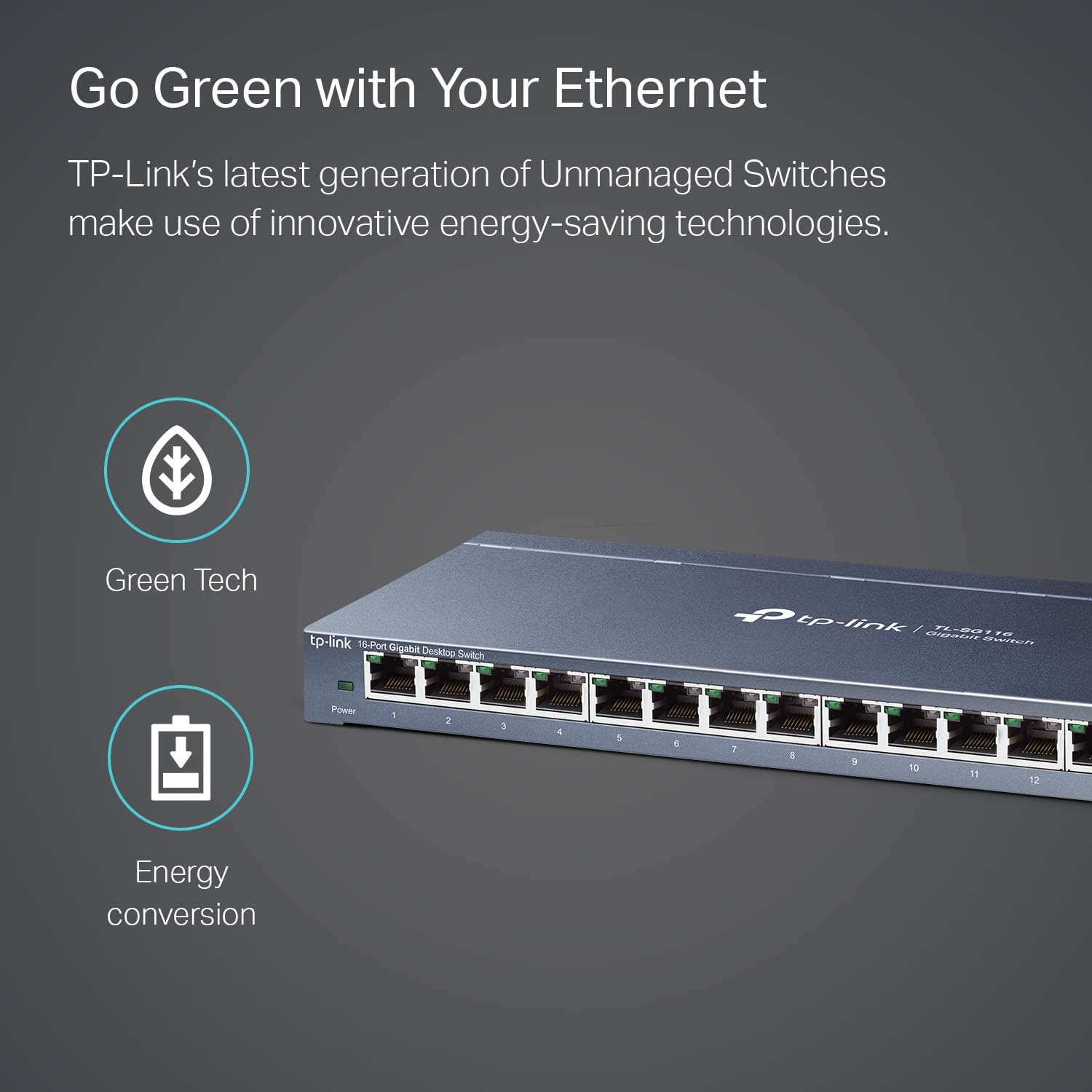 16 Port Gigabit Ethernet Network Switch, Fanless Metal, Pack of 2 D2259