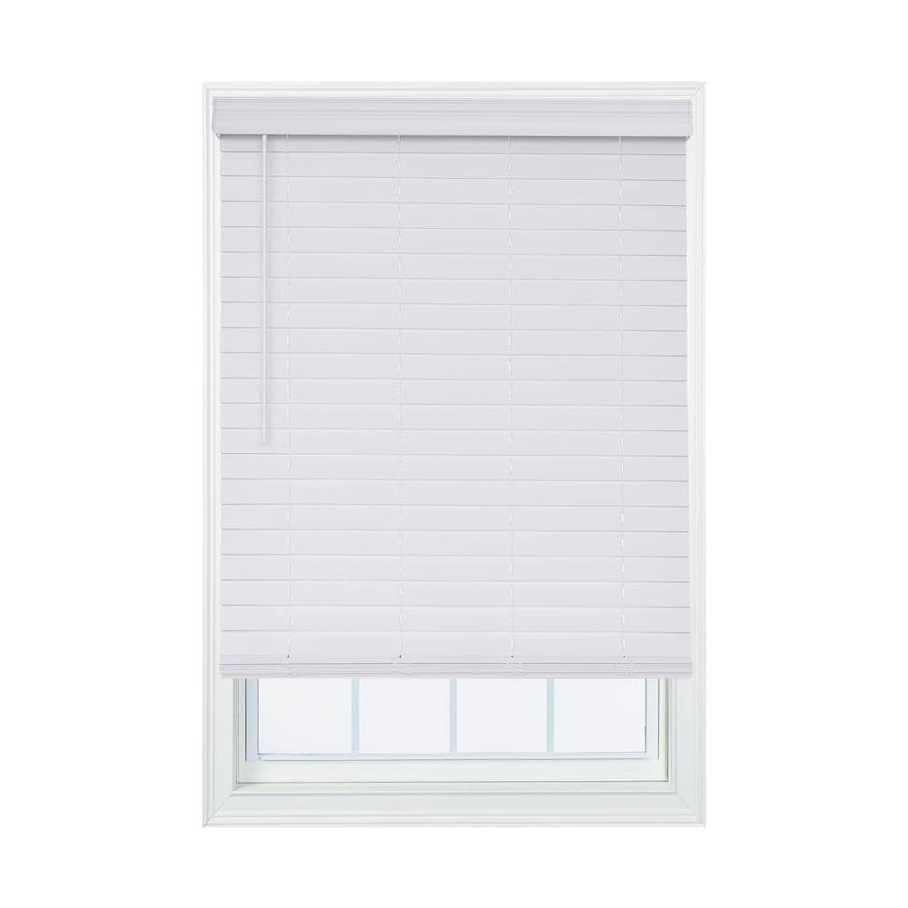 White Faux Wood Cordless Room Darkening Horizontal Blinds P568