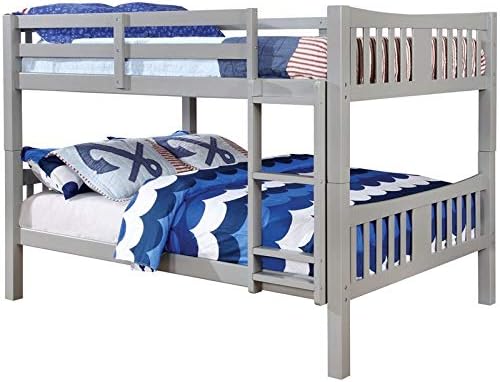 Twin Over Twin Wood Bunk Bed in Gray G578