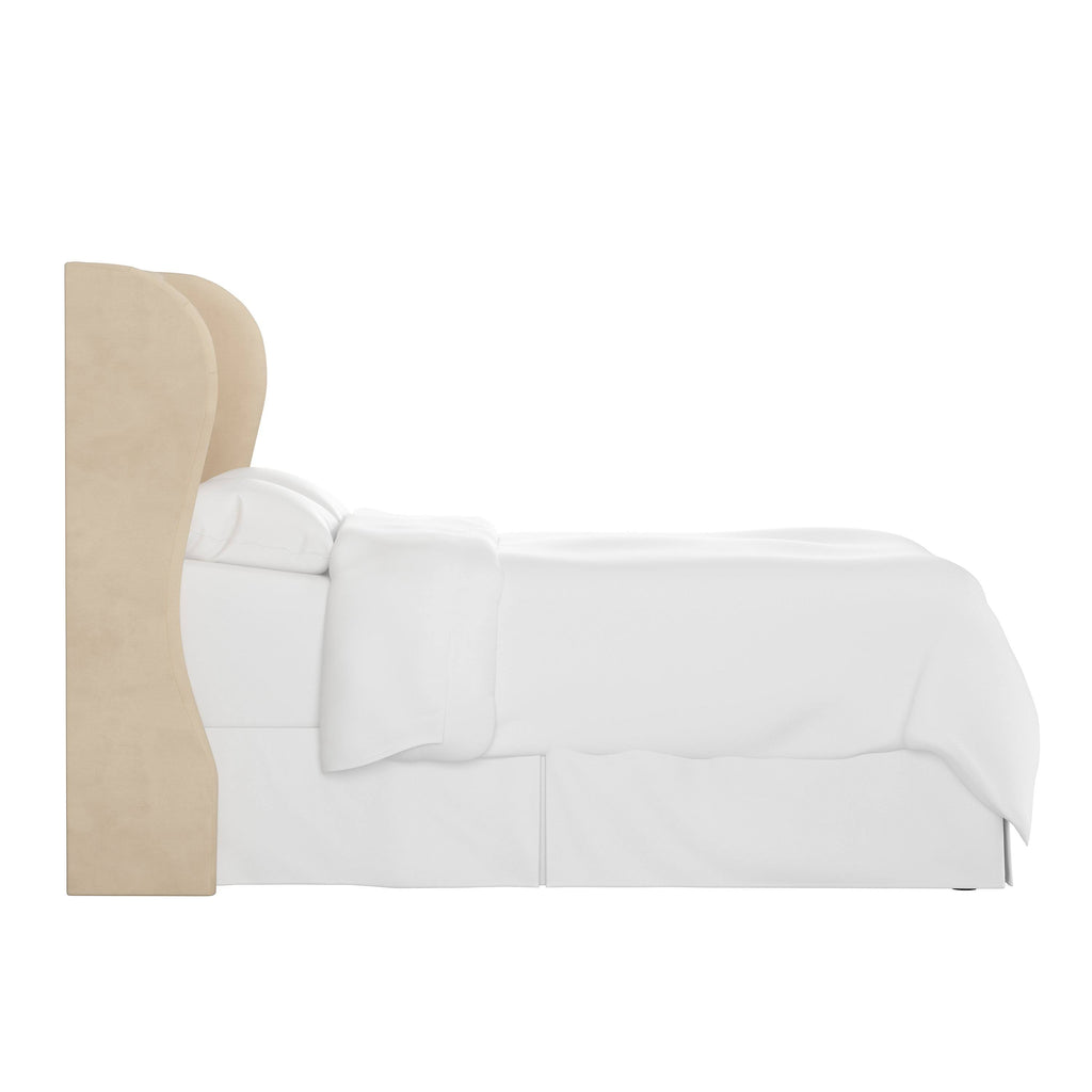 Tufted Wingback Headboard Velvet Pearl U263224