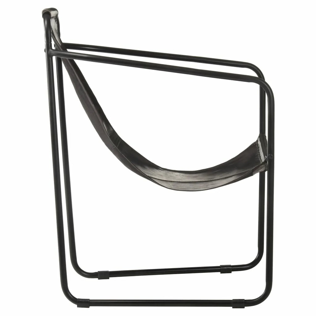 Black Real Leather Armchair A39038