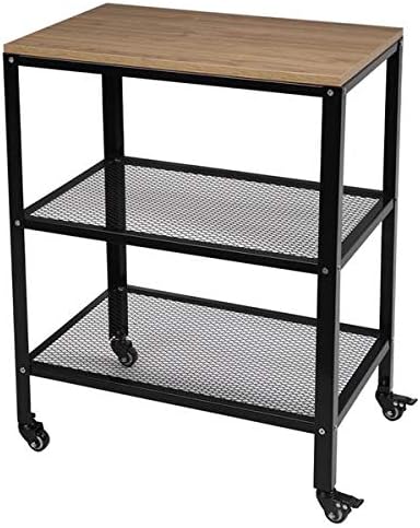 3-Tier Rolling Serving Cart with Metal Frame, Rustic Brown V777612