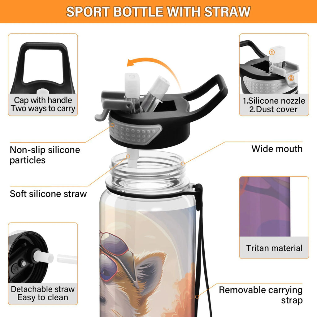 32oz Clear Tritan Sports Water Bottle with Straw S6579