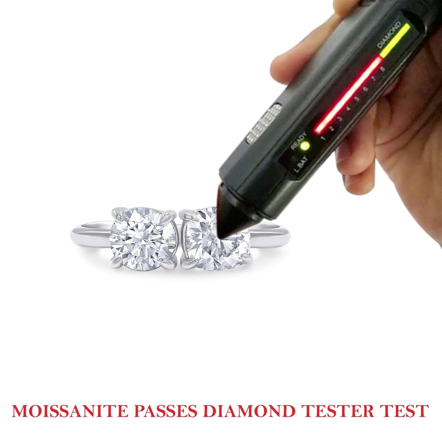 14K White Gold Over Sterling Silver Moissanite 2-Stone Engagement Ring J824