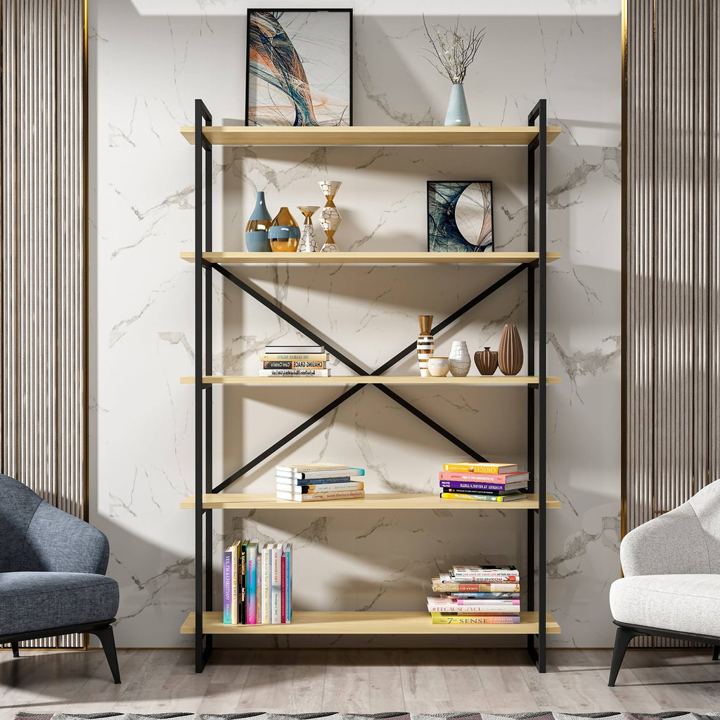Modern Bookcase Anthracite Gold N9154