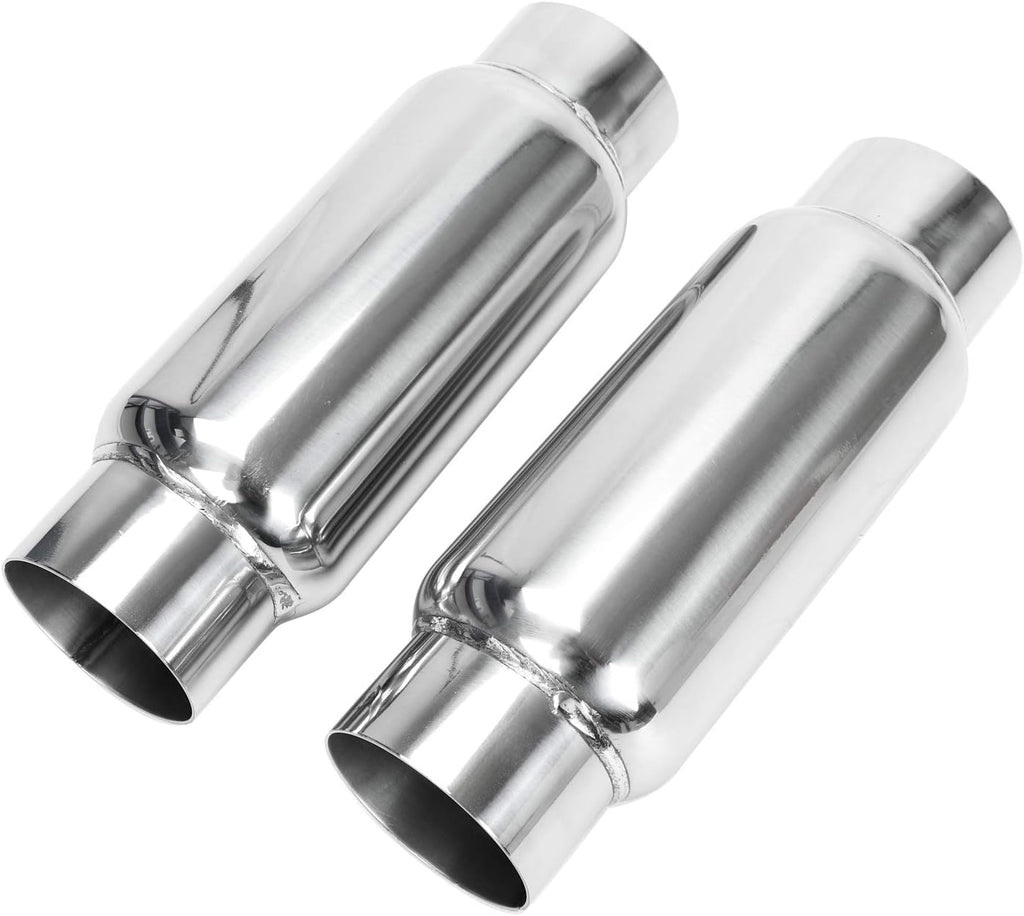 3" Inlet 3" Outlet Stainless Steel Exhaust Muffler Resonator, 12" Overall Length, Pack of 2 T362