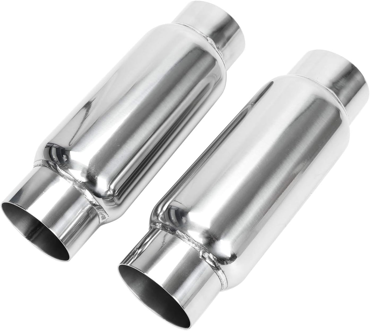 3" Inlet 3" Outlet Stainless Steel Exhaust Muffler Resonator, 12" Overall Length, Pack of 2 T362