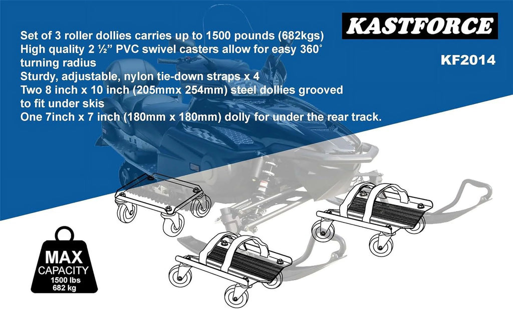Snowmobile Dolly Heavy Duty V-Slide with 2.5 PVC Swivel Casters Rubber Pad and 2 Pairs of Straps B77295