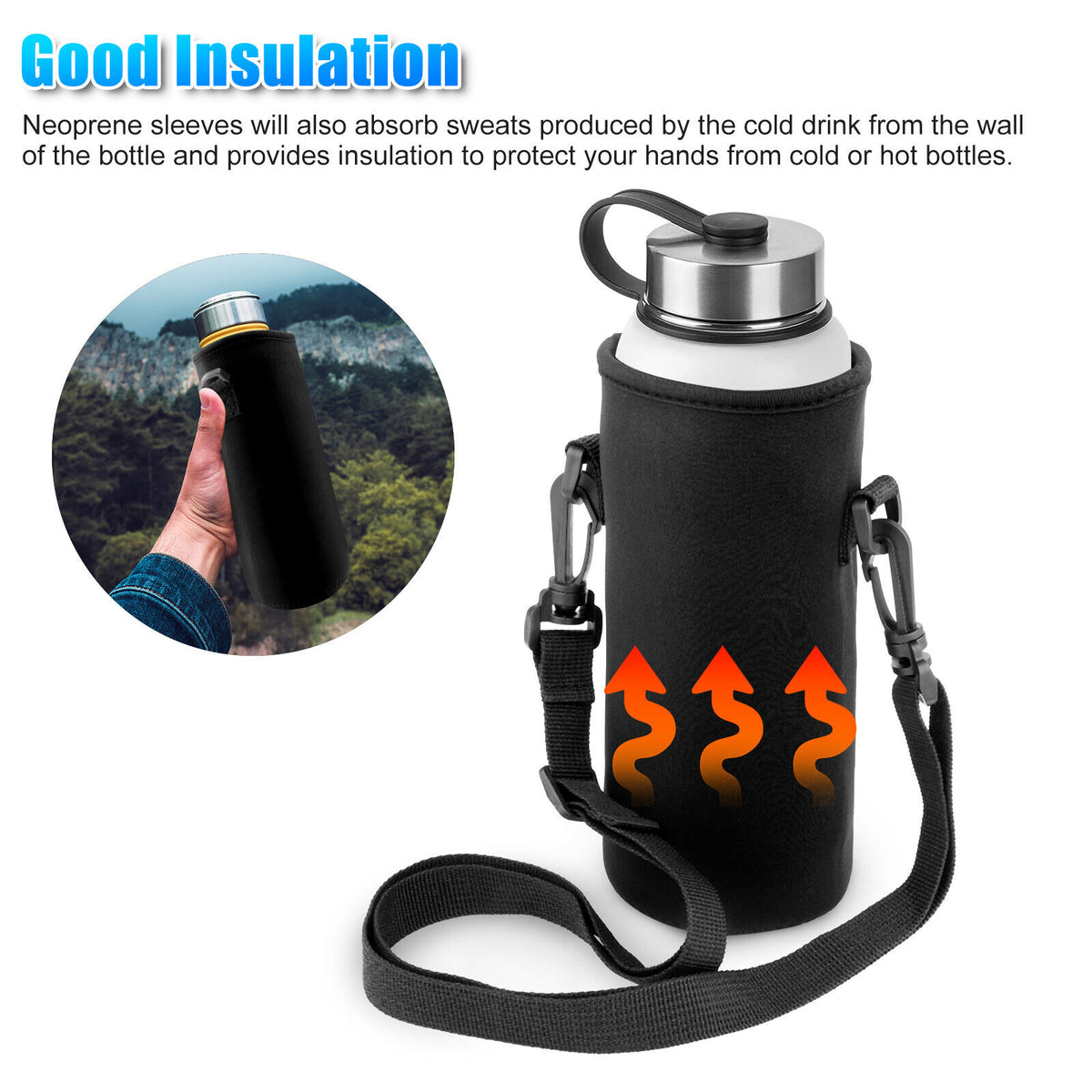 2Pcs Insulated Water Bottle Bags with Adjustable Shoulder Strap Z5220