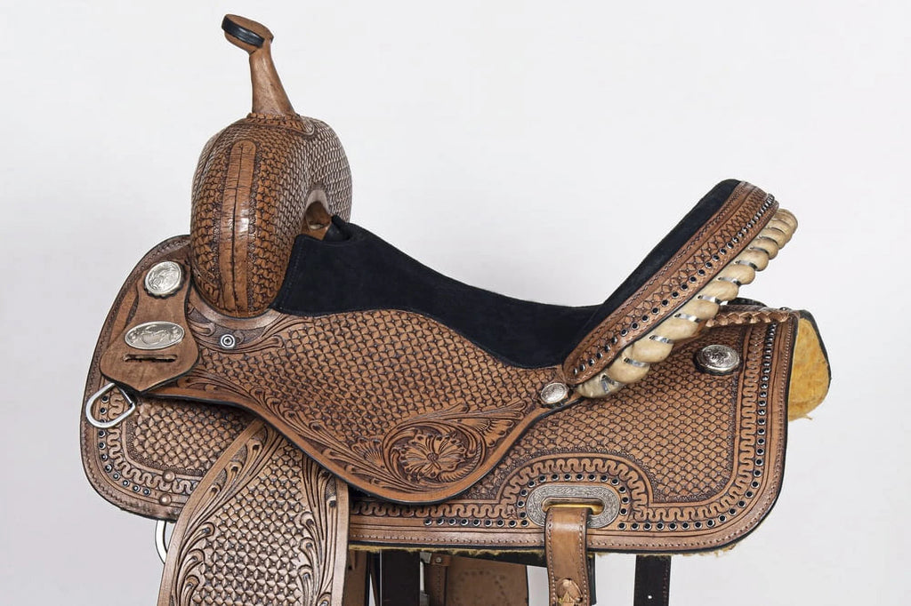 Dark Brown Leather Barrel Racing Saddle H502260