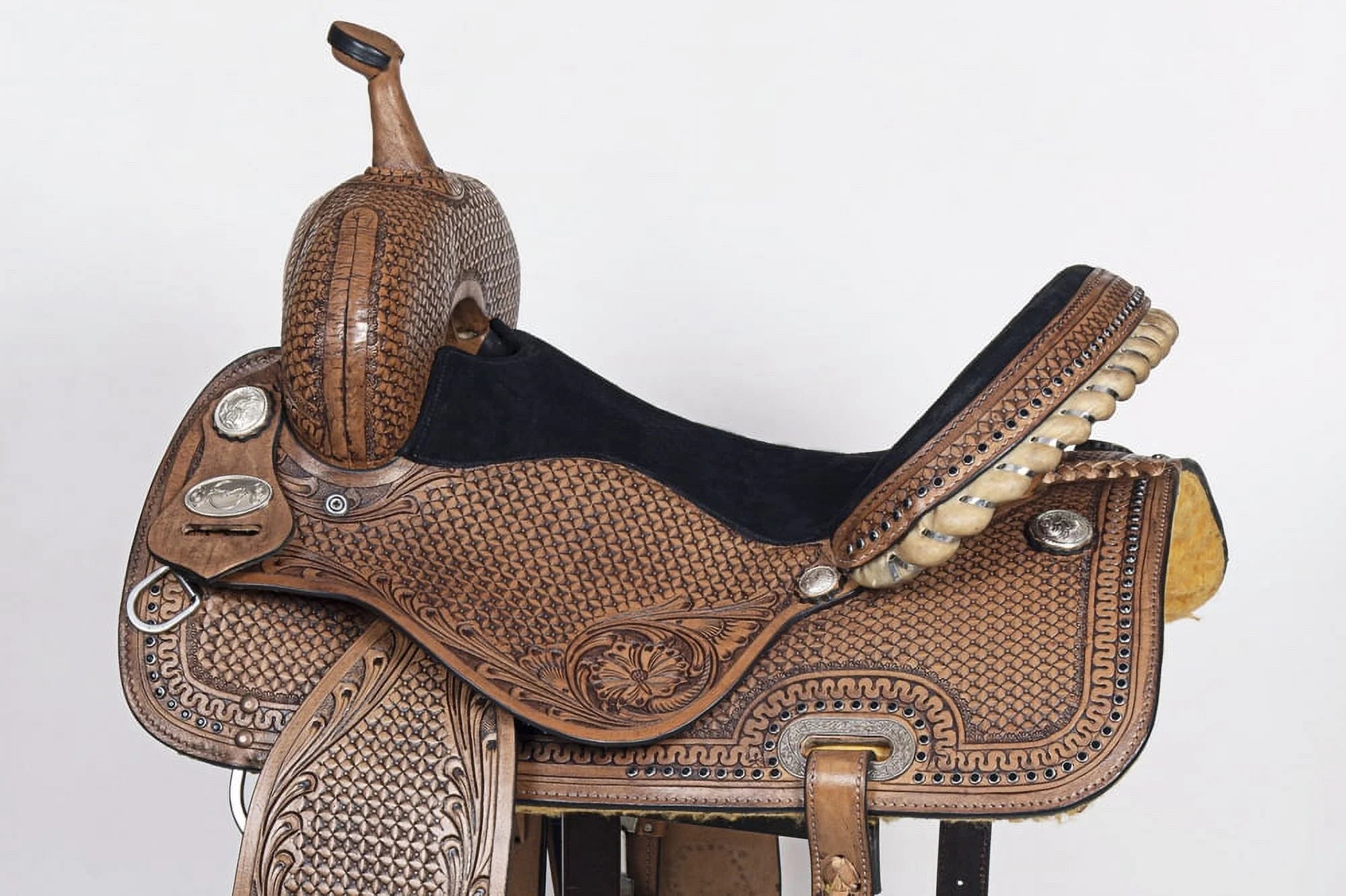 Dark Brown Leather Barrel Racing Saddle H502260
