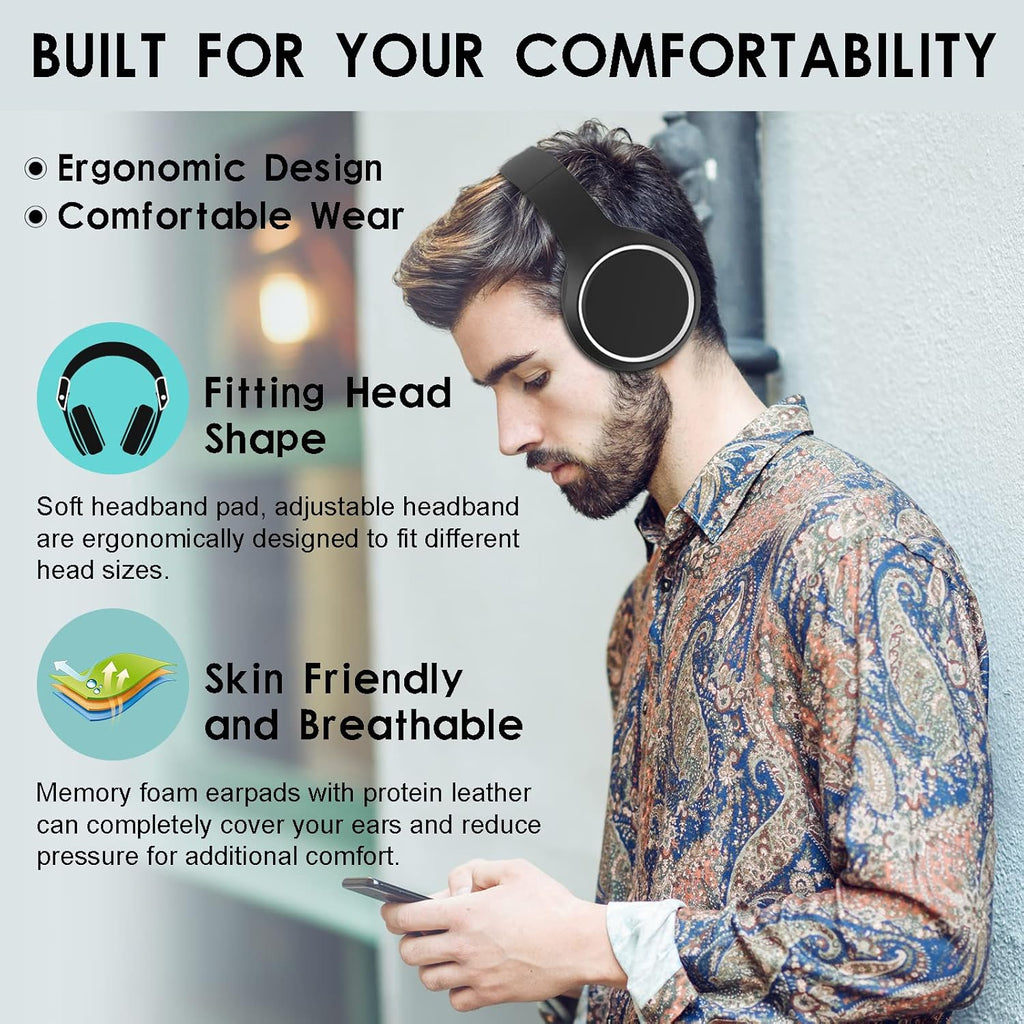 Black Bluetooth Over Ear Headphones with Mic B904