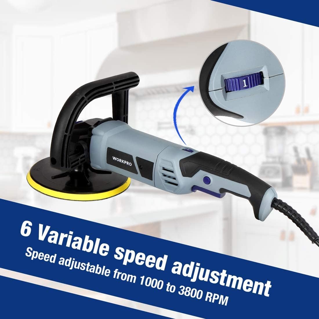 7-inch Buffer Polisher with 4 Pads, 6 Variable Speed K813