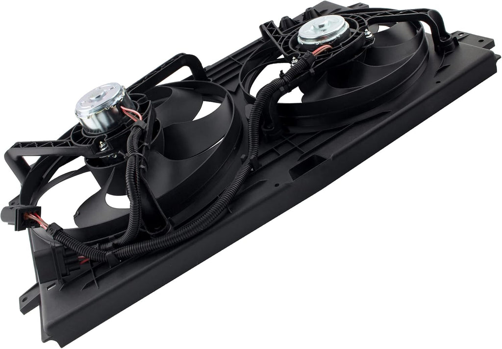 Dual Radiator Cooling Fan Assembly for 1998-2005 Volkswagen Beetle 1.8L 1.9L 2.0L with 3 Prong Wire Plug E24473