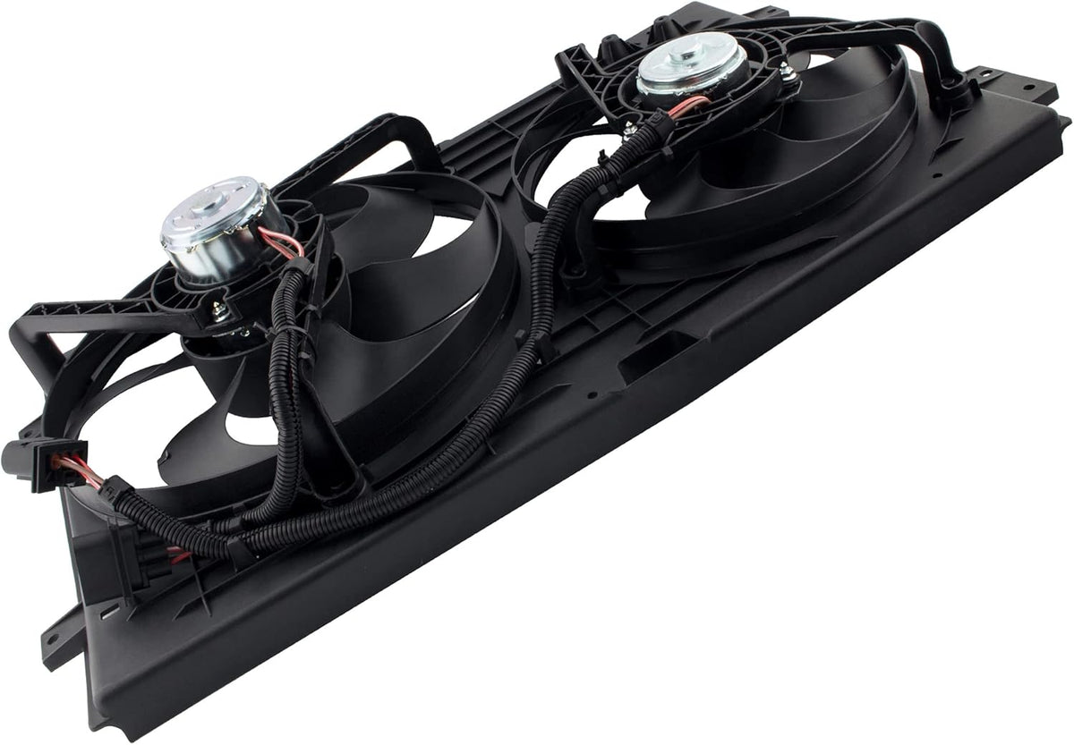 Dual Radiator Cooling Fan Assembly for 1998-2005 Volkswagen Beetle 1.8L 1.9L 2.0L with 3 Prong Wire Plug E24473