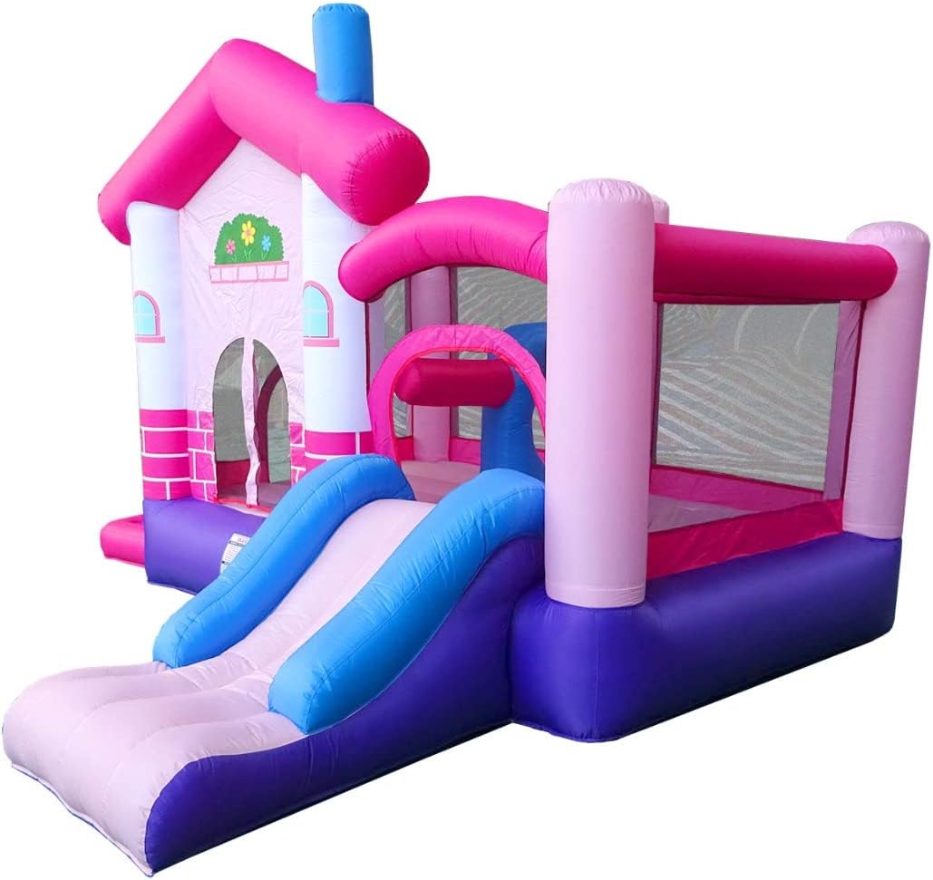 Pink Inflatable Bounce House with Slide, 12.5' x 10.5' Play Area, 7.9' Tall L674350
