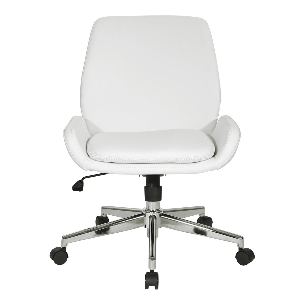 White Faux Leather Chair with Chrome Finish Base I6755