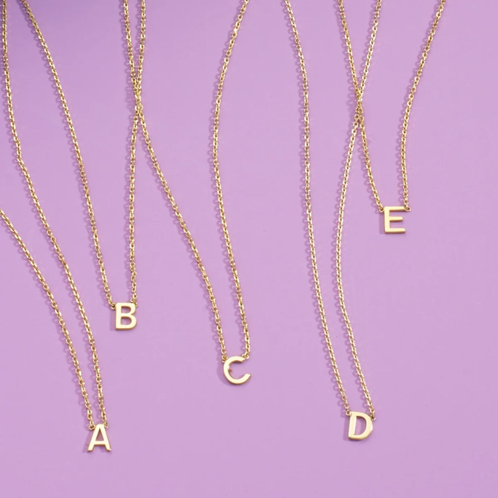 14K Solid Yellow Gold Initial Necklace R78814
