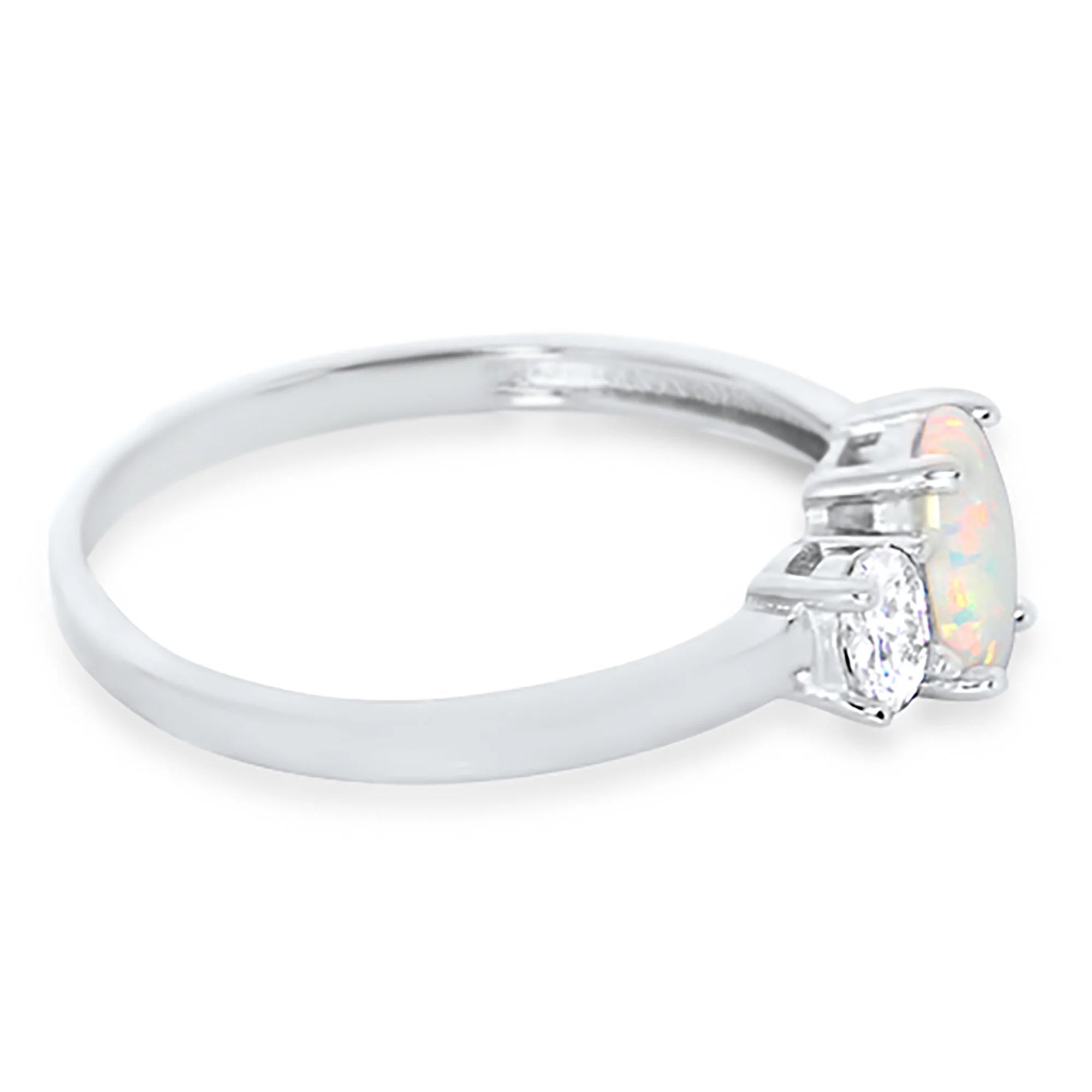3 Stone Created Opal Ring Size 7 H334