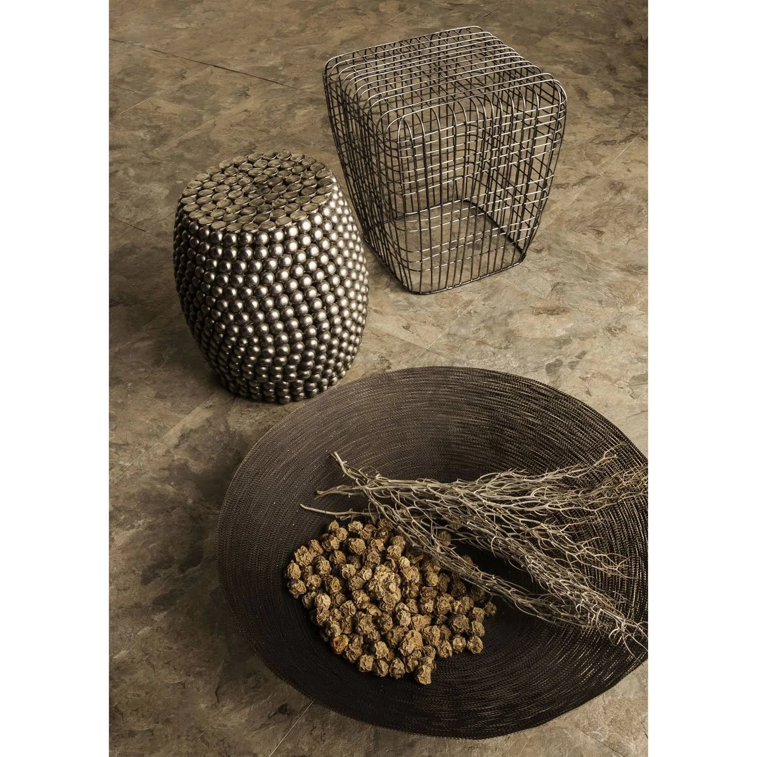 Pewter Pebble Stool G562