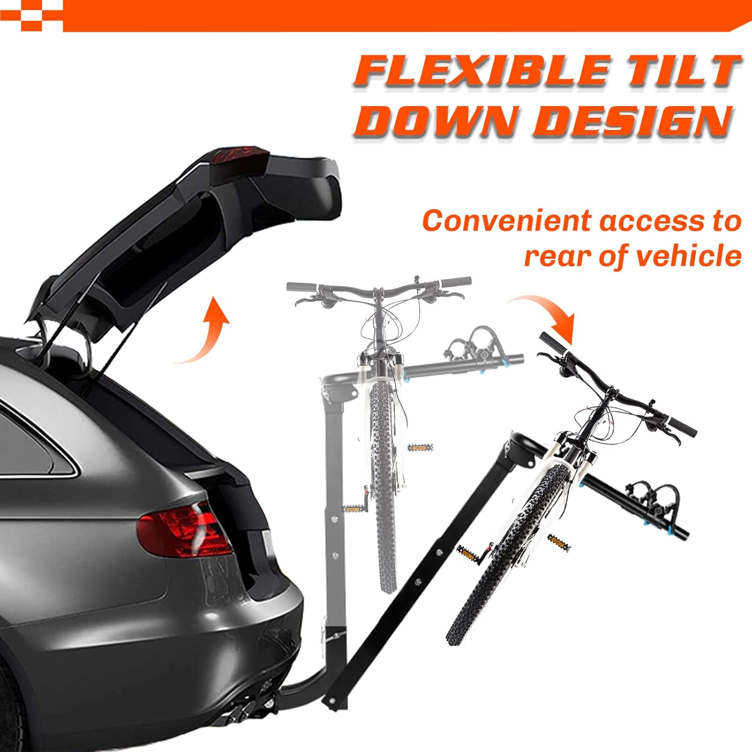 Hitch Bike Rack with Reflector and 2 Receiver, Heavy Duty Bicycle Carrier X771224