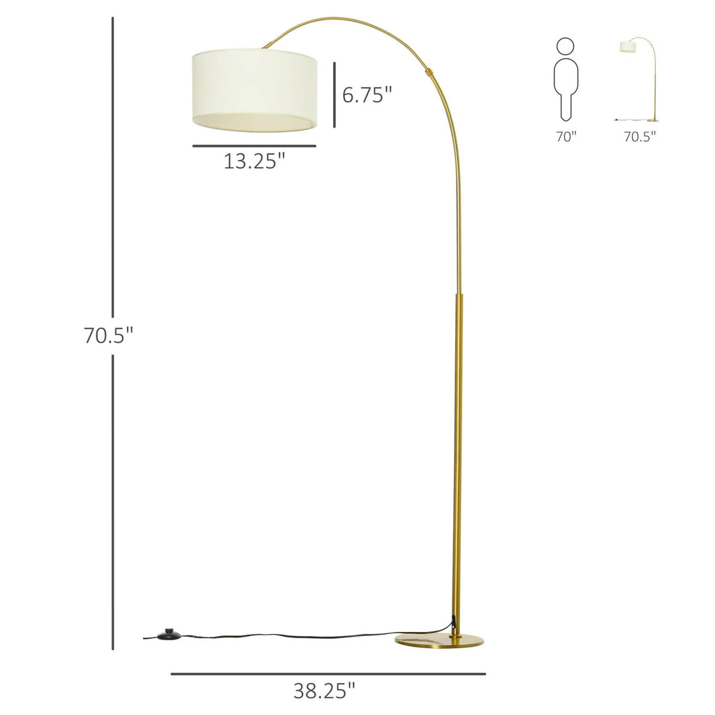 Cream White 6ft Arch Shape Floor Lamp with Metal Round Base E94318